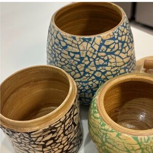 Handcrafted Ceramic Art Set - Blue, Green, and Black